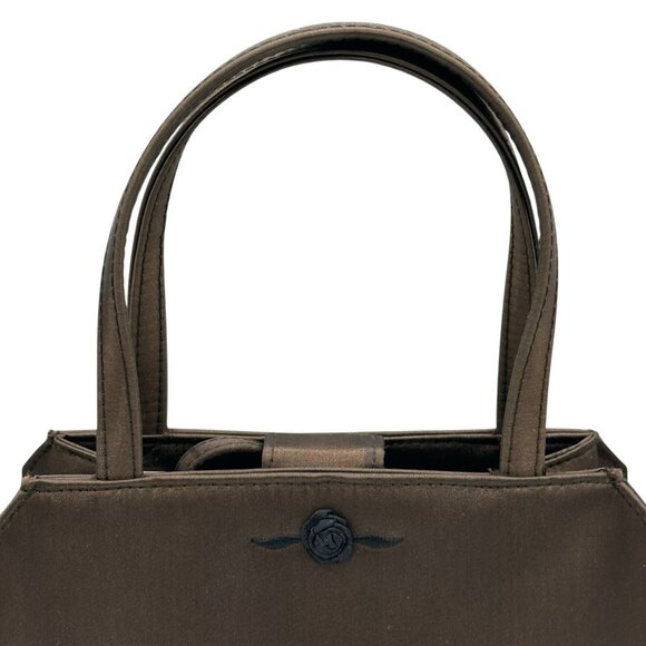 Frankie & Johnnie Brown Satin Handbag Shimmer Fall Wedding Cocktail Party - Picture 3 of 16